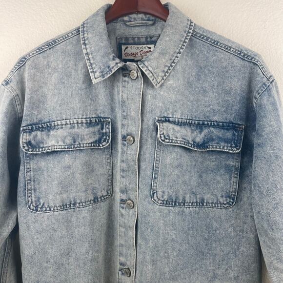 Vintage 90s Mens Jacket Sz S Oversized Chore Coat Barn Denim Western Shacket - Picture 5 of 9